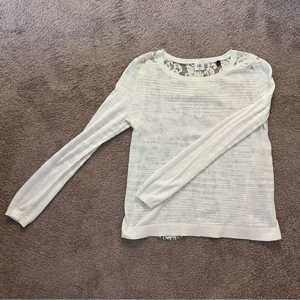 CAbi Size Medium Sophia Cream Sweater Style 5005 Pre-Owned